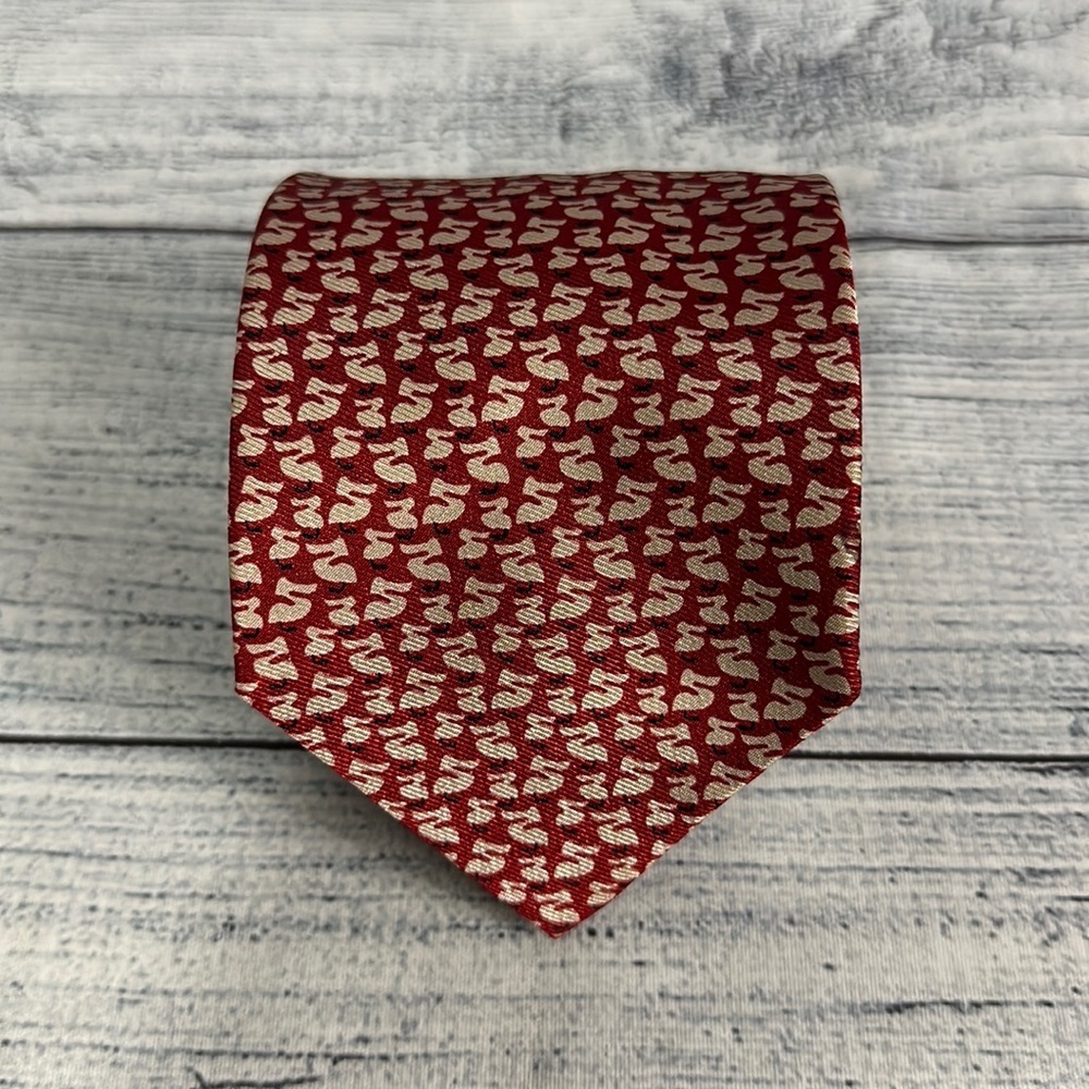 Salvatore Ferragamo Duck Like / S Pattern Print 100% Silk Designer Luxury Tie - Picture 1 of 4